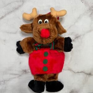 Vintage Santa's Best Reindeer Hand Puppet 15" Christmas Red Nose Plush